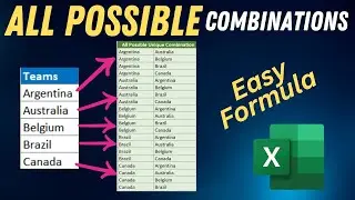 Generate or Create all Possible Combinations from Single Column using Excel Formula