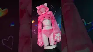 Sexy Cute Lingerie Set Cat Pink Paw Furry Outfits Costume