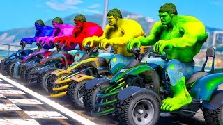 COLORS HULK , HULK SHARK , SPIDERMAN Team Join in Epic New Stunt Racing with MCQUEEN CARS #1007