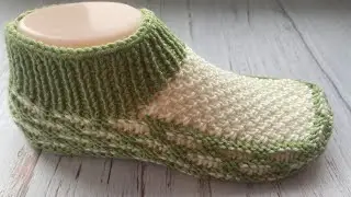 WARM AND COOL!!! Slippers-socks on two knitting needles // patik modelleri