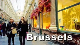 Night Walk in Brussels, Belgium | 4K HDR 60fps (Binaural Audio)
