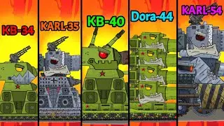 Evolution of Hybrids KV-34 vs Karl-35 vs Kv-40 vs Dora-44 vs Karl-54 - Cartoons about tanks