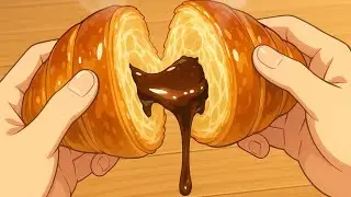 Satisfying ASMR Chocolate Croissant Recipe 🍫🥐 | Relaxing 2D Anime Cooking Animation”