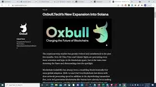 New Project - Oxbull - Blockchain Incubator and Launch Platform on Solana Blockchain