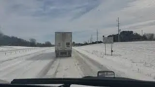 trucking life in USA Driving in the icy road in Texas