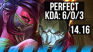 AKALI vs JHIN (MID) | 6/0/3, 1200+ games, Dominating | NA Challenger | 14.16