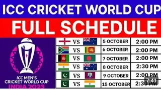 ICC World Cup 2023 Full Schedule|| WC 2023 || ODI World Cup 2023 Time Table