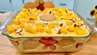 Postre cremoso con mango/sobremesa fácil 😋