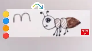 m harfinden karınca çizimi eğlenceli çizimler sevimli çizimler