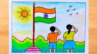 Independence Day Drawing|| Independence Day Celebration Drawing|| Independence Day Scenery Drawing