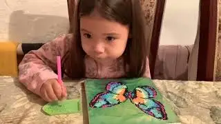 Алмазная мозаика. Бабочка. Алмазная вышивка. Ребенок собирает алмазную мозаику. Фикс прайс. 2022