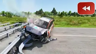 Reverse Cars vs Numerous Guardrails -BeamNG Drive#29