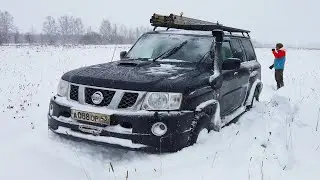 Nissan Patrol 3UZ валит по снегу. Пьем чаек изо льда