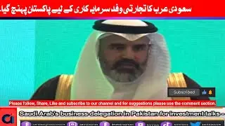Saudi Arab's business delegation in Pakistan for investment talks