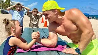 Super Strong Girl vs 3 Guys Arm Wrestling Battle!