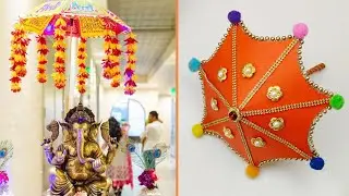 Ganpati Decoration | Ganpati umbrella decoration | Ganpati decoration ideas