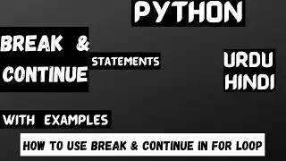 Break and Continue statement in python HINDI. Full concept with examples. explanation with CodeBench