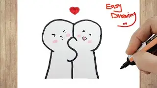 How to Draw a cute lovers step by step | DRAWING A CUTE LOVERS EASY
