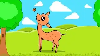 6.Drawing a Cute Deer in MS Paint | Scenery drawing in MS Paint #mspaintcutedrawings #mspaintcartoon