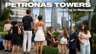 Walking to the Petronas Twin Towers in Kuala Lumpur Malaysia Day and Night Views [4K HDR]