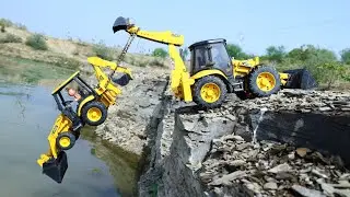 JCB Accident Big Pond River Pulling Out JCB 5CX ? Tipper Truck | Dumper Truck | Cartoon Jcb | CS Toy