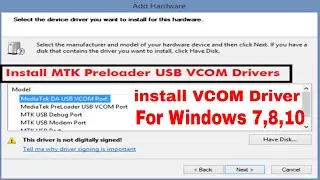 How to install Vcom USB Driver in Windows 10 64bit