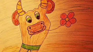 Как нарисовать корову Марфушу.  Ладошковый рисунок