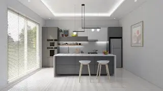 Sketchup interior design #12 How to make kitchen set and render enscape