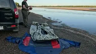 The Pechora River has dried up. Camping in a tent