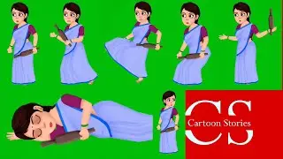 Green Screen Cartoon Village Lady | Village Woman Green Screen Animation |  No Copyright | Part 10