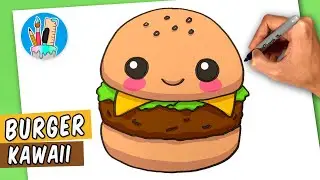 HOW TO DRAW A FUNNY BURGER - Easy Step by Step