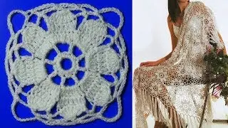 Красивая шаль из мотивов крючком.