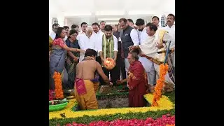 తెలంగాణ తల్లి విగ్రహానికి శంకుస్థాపన చేసిన Cm రేవంత్ రెడ్డి|Cm in Puja for Telangana Thalli Statue