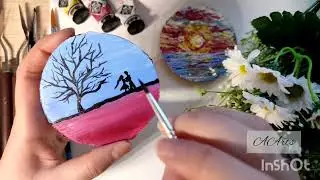 How to draw lovers under the moonlight | Acrylic Painting on canvas | Step by Step | Tutorial  Relax