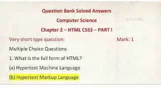 Computer Science Chapter 2 Part I Question Bank Solved Answers