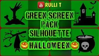 Green Screen PACK HD HALLOWEEN SILHOUETTE 1 CREEPY HAUNTED SKULL CEMETERY GHOST GRAVE TRICK OR TREAT