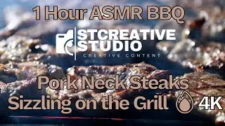 1 Hour ASMR BBQ – Pork Neck Steaks Sizzling on the Grill 🔥 Relaxing BBQ Sounds in 4K