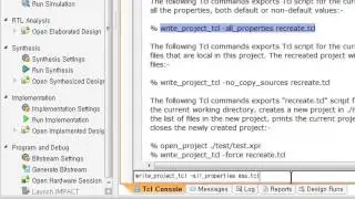 Export Tcl script for project re-creation