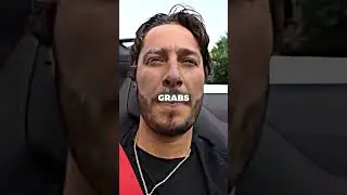 Man so big he barely fits in a Ferrari