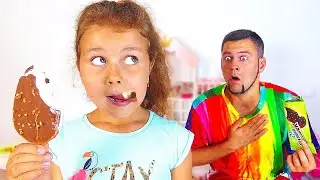 Milana and dad make ice cream