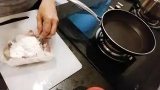 stir-fried POMFRET Fillets with fried fish Bone and Vegetables