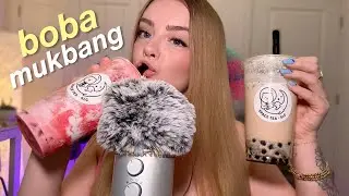 ASMR boba tea mukbang 🧋 close whispered ramble