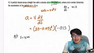 Engineering Dynamics Ch.12 Kinematics of a Particle [Rectilinear การเคลื่อนที่เเนวเส้นตรง]ex.12 [13]