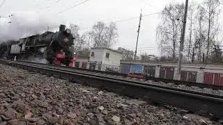 Паровозы ТЭ-3162 и ЛВ-0182 на станции Болшево
