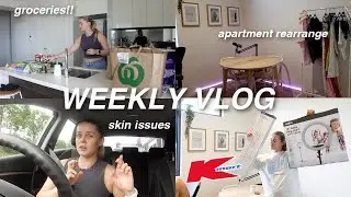 WEEKLY VLOG | Apartment Rearrange, Grocery Haul + Skin/Health Issues!