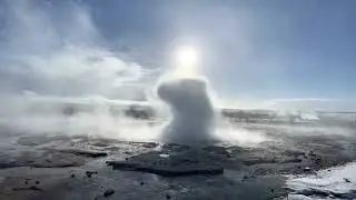 Strokkur geysir exploding in Iceland
