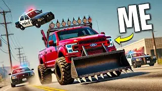 Running from Cops with 100 Giant Cars on GTA 5 RP