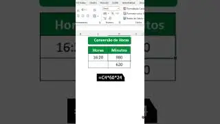 Converter horas em minutos no Excel
