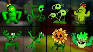 Rainbow Friends ALL Green VS ALL Plants but | Friday Night Funkin Mod Roblox