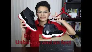Unboxing and on feet Nike Air Jordan Retro Mens Bred 11 Red, Black, White